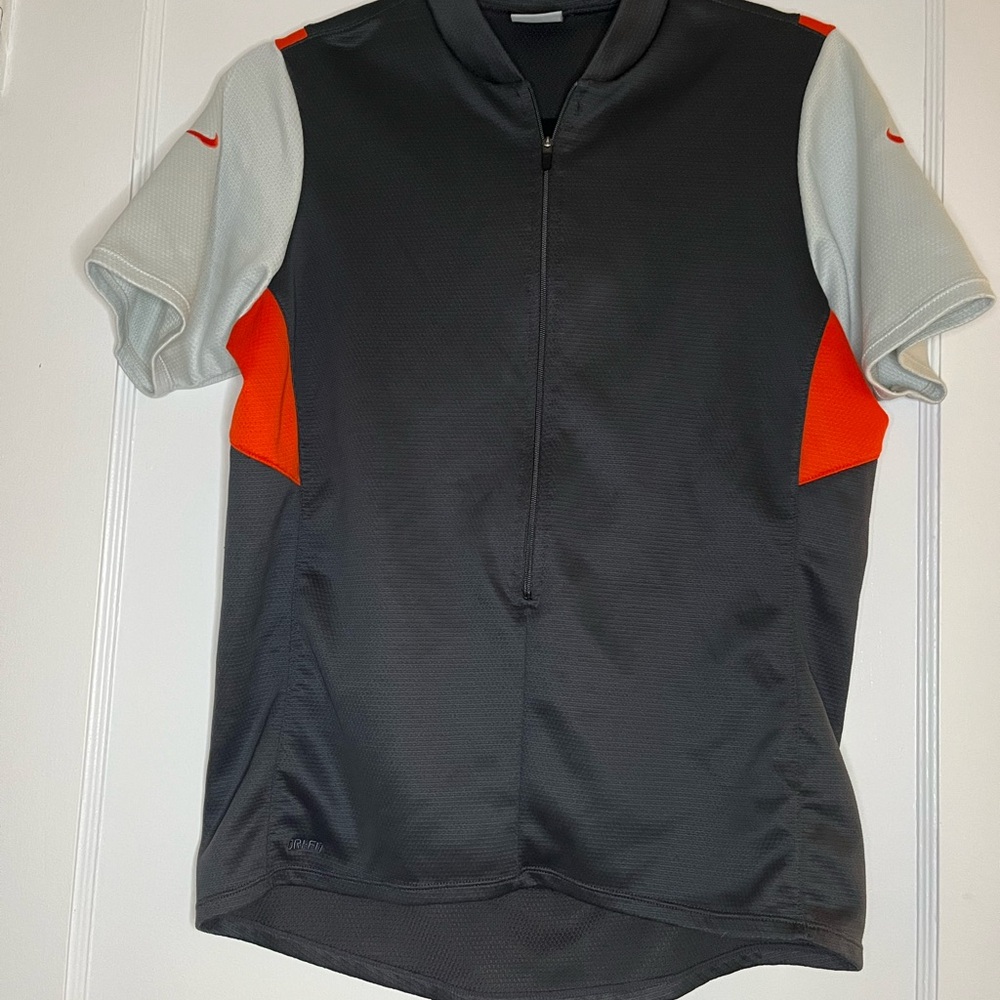 Nike Short Sleeve Cycling Jersey in Black, Light Gray, Orange Womens Large